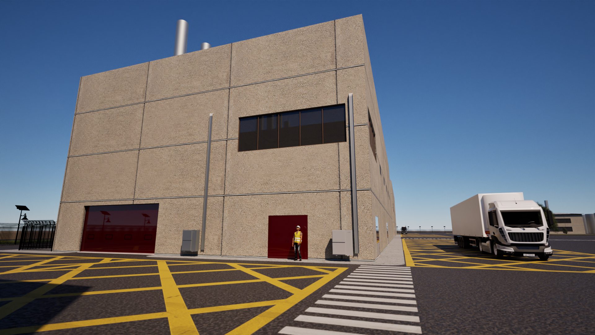 Data centre building with rooftop equipment